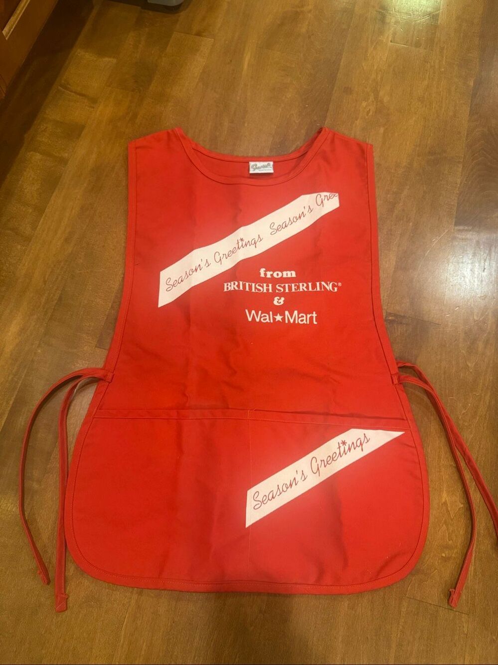 Vintage Wal-Mart British Sterling Christmas Apron Advertising Made in USA